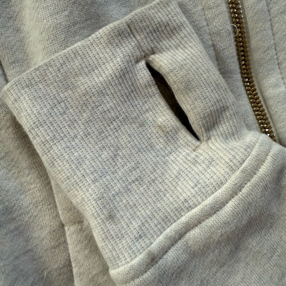 Lululemon 6 oatmeal grey Gray Zip-Up Hoodie with gold accents - Picture 4 of 6